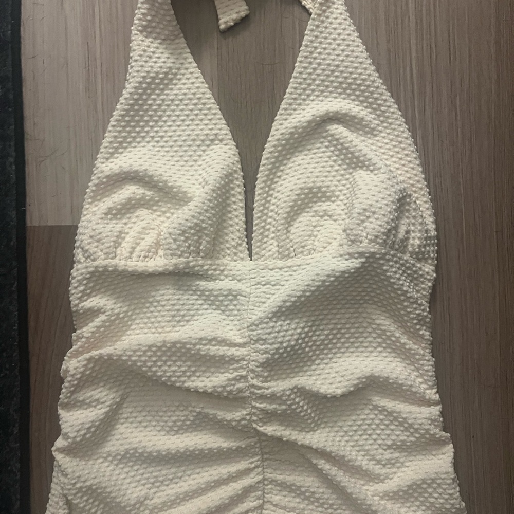 Anthropologie Halter Chic Ivory Textured Top - Picture 2 of 5
